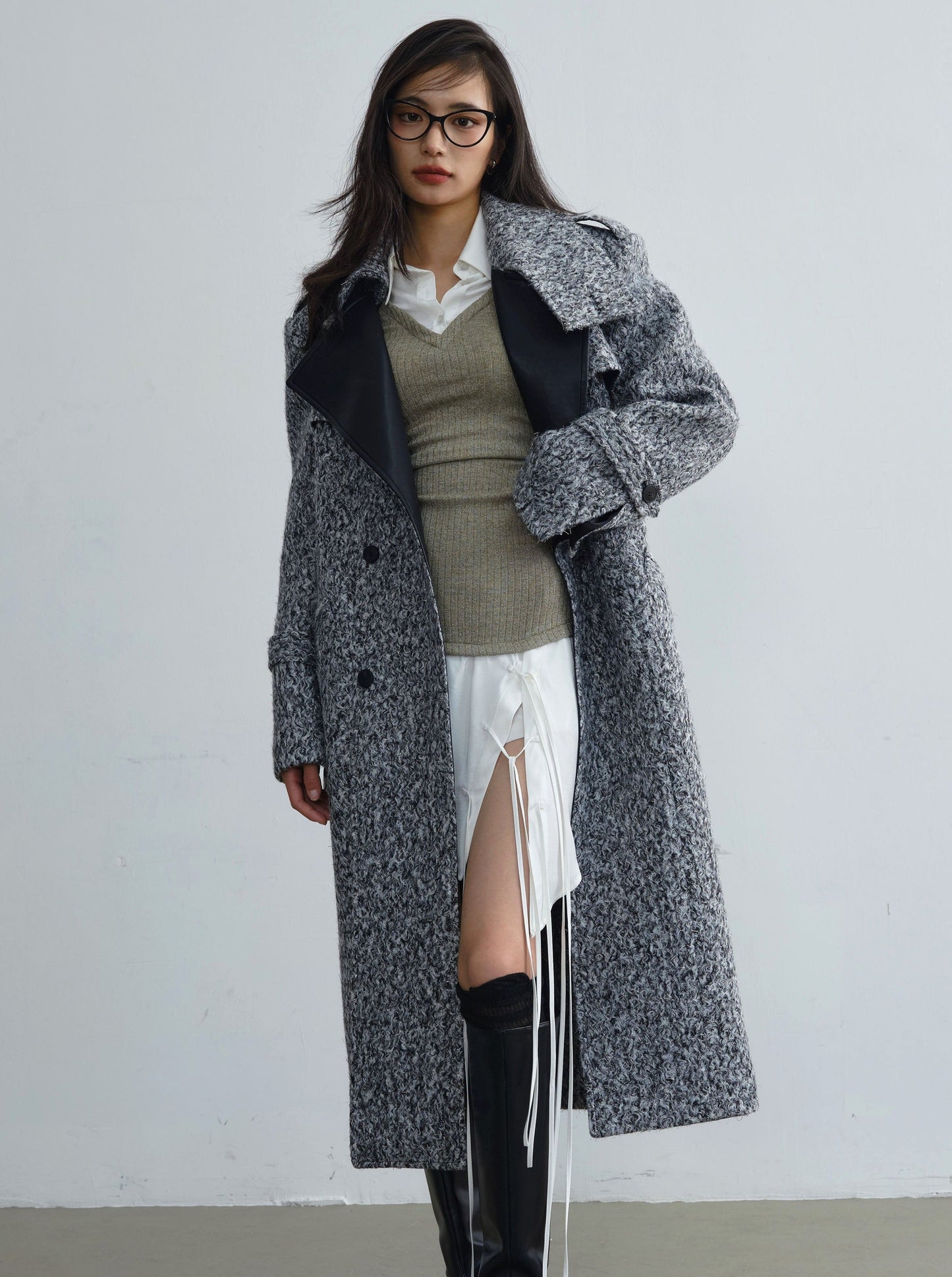 Retro woolen long coat