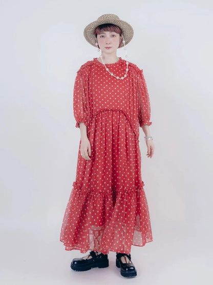 Vintage style dot chiffon dress