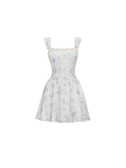 Lemon Summer Floral Suspender Dress