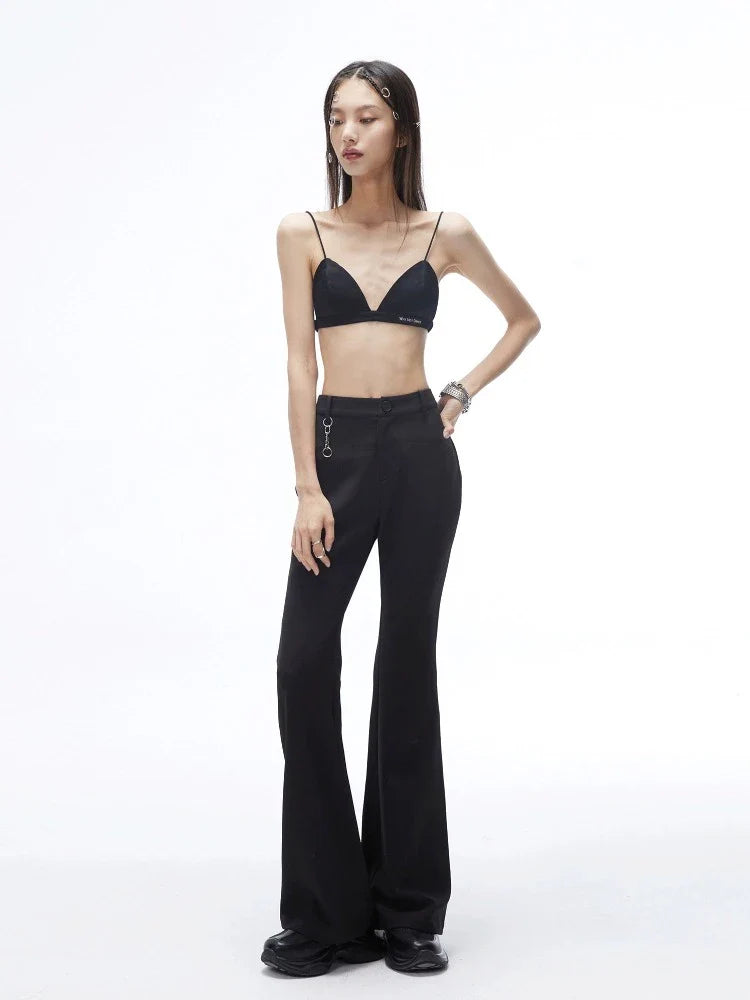 High waist slim casual pants