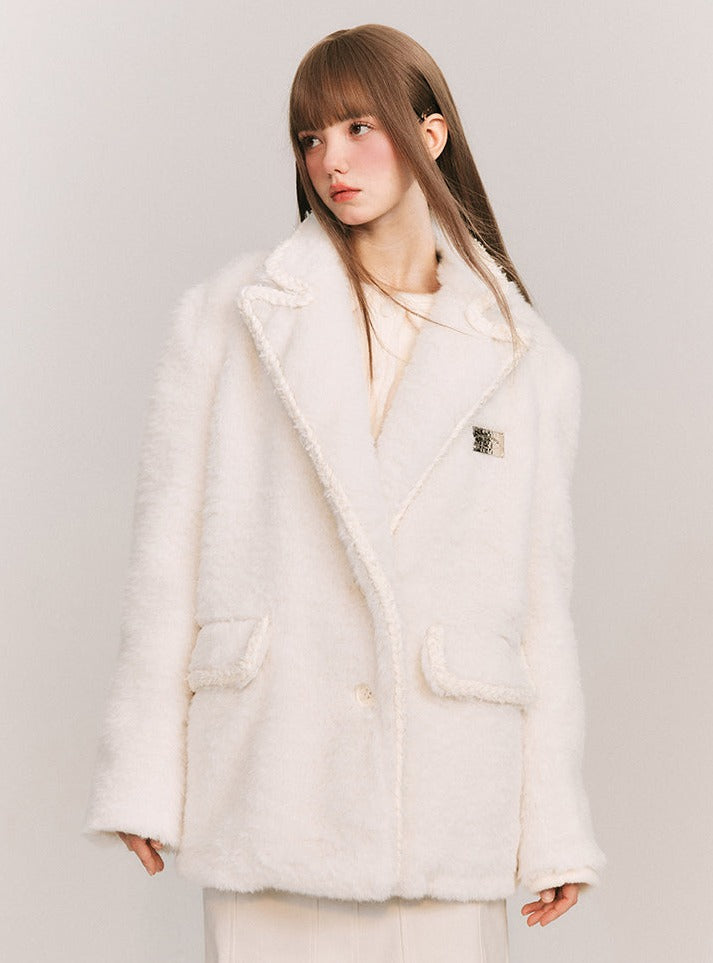 Wool twist white tweed Coat