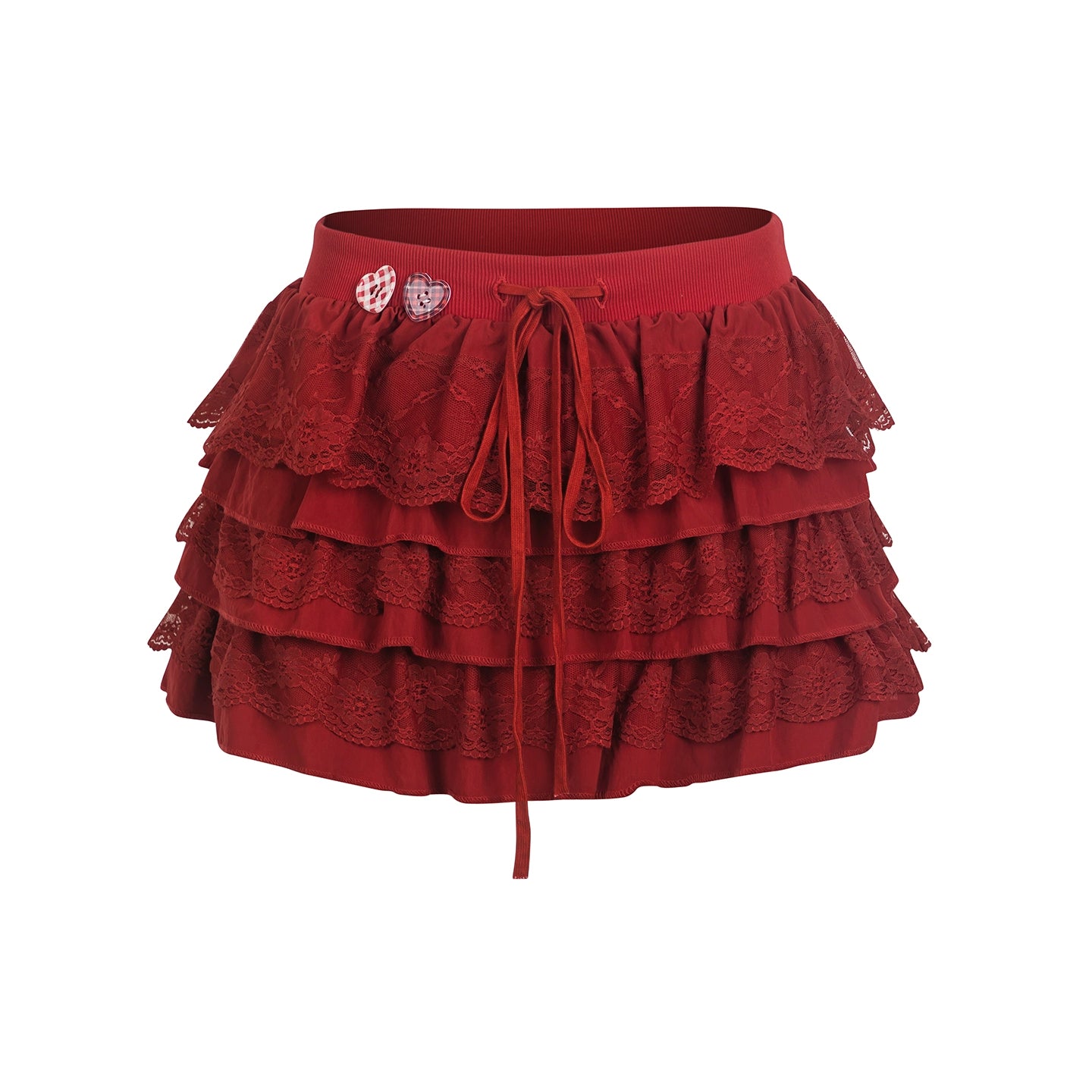Elegant Red Lace Cake Skirt