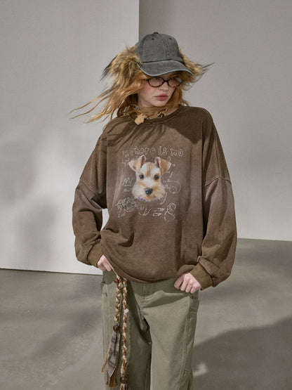 Retro Mottled Graphic Sweatshirt