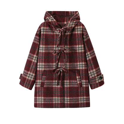 Plaid Bow Hoodie Coat Dress