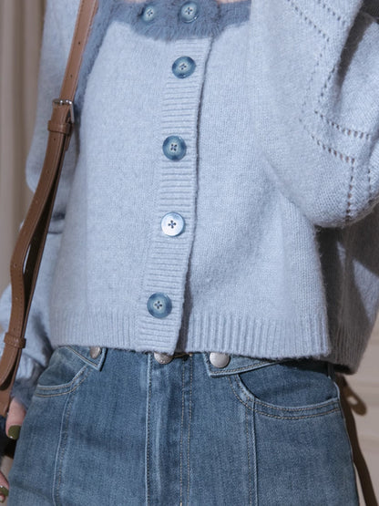 Wool soft fake two-piece sweater