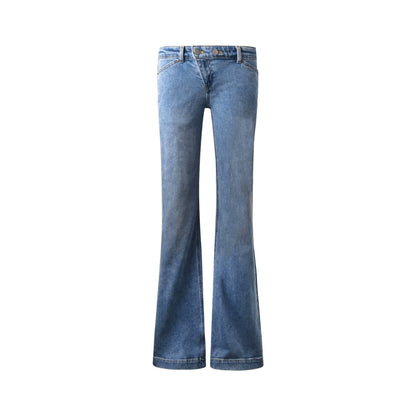Deconstructed Washed Blue Bootcut Pants