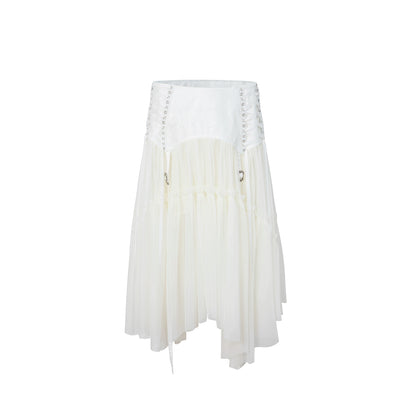 Lace Jacquard Pleated Cake Layered Skirt