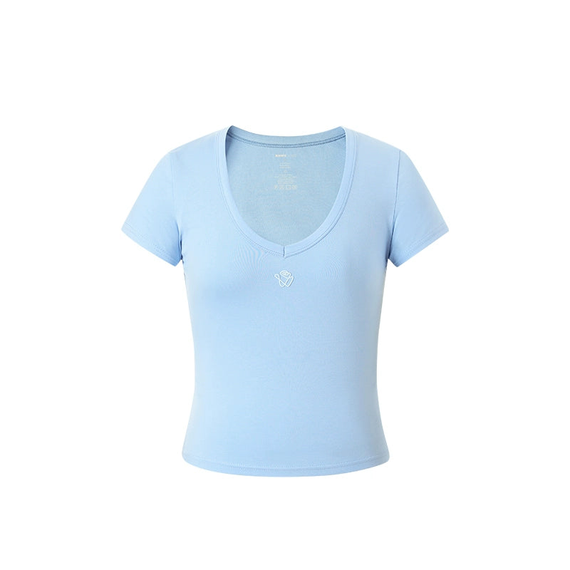 Supmia V-Neck Slim Shoulder T-Shirt