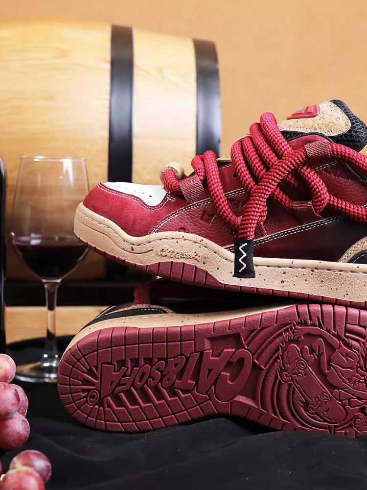 Wine red couple sneakers