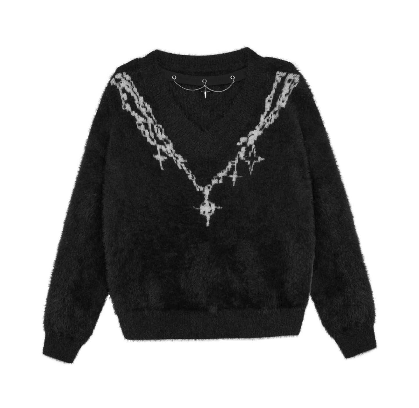 Dark Jacquard Choker Sweater