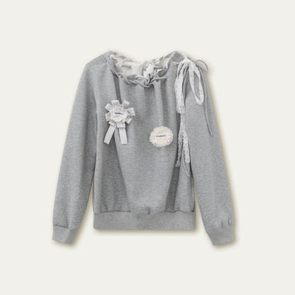 Gray Sloping Shoulder Sweatshirt