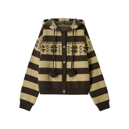 American Retro Fair Isle Wool Cardigan