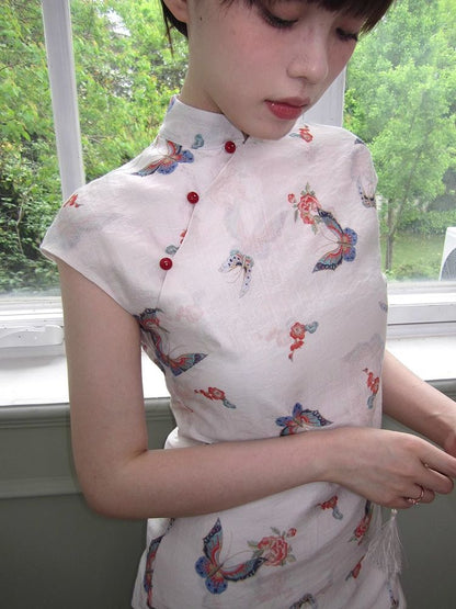 Printed cheongsam dress