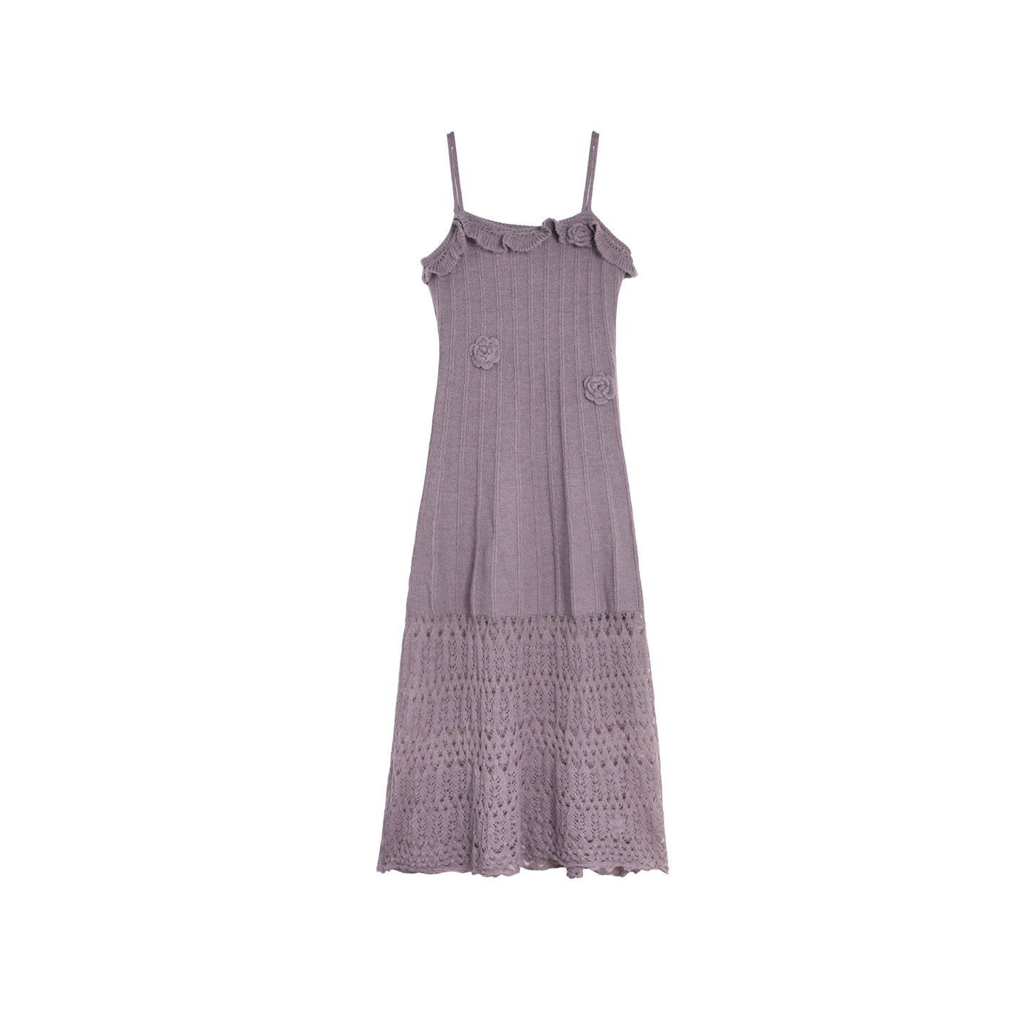 Crochet Knit Camisole Dress Cardigan Set-Up