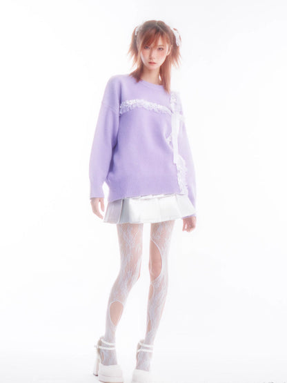 Purple sweater girls knit top