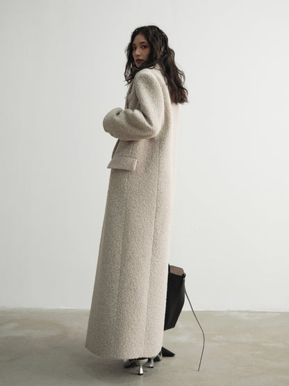 Grainy texture woolen long coat