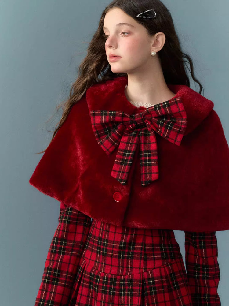 Christmas girl short fur coat