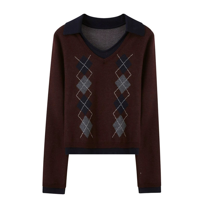 Slim V-Neck Warm Knitted Top