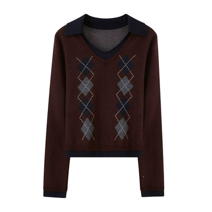 Slim V-Neck Warm Knitted Top