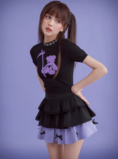 Black Purple Doll Skirt