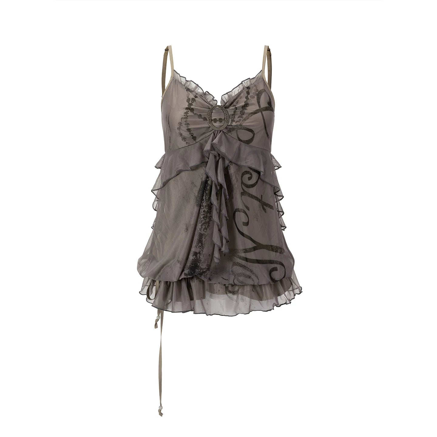 Bubble Graffiti Mesh Camisole Top