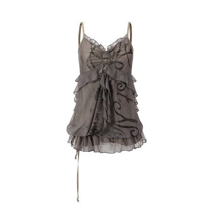 Bubble Graffiti Mesh Camisole Top