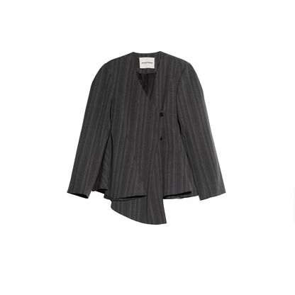 Grau asymmetrischer gestreifter Blazer