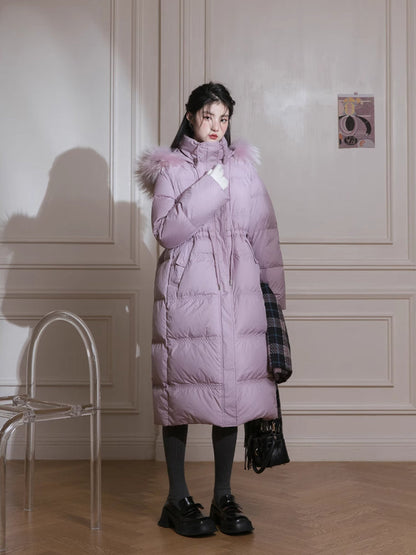 Purple diamond long down jacket