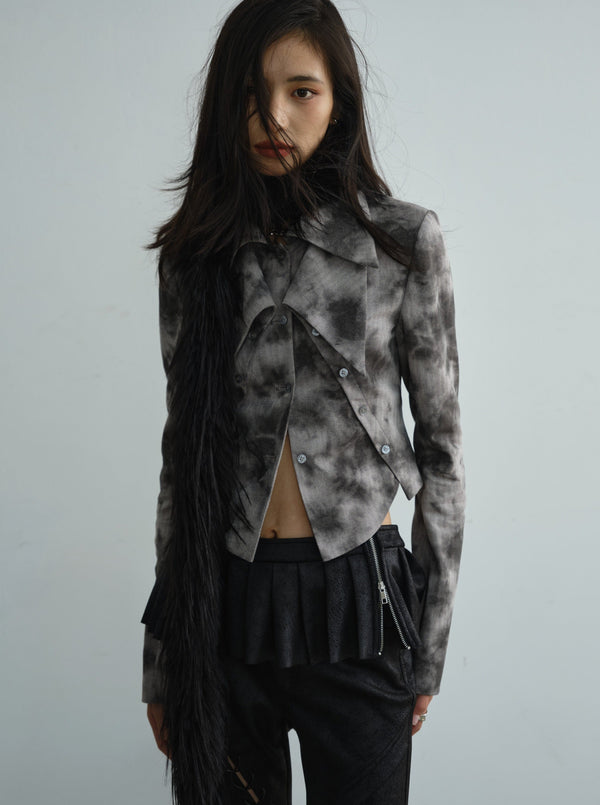 vintage two-piece double-collared shirt