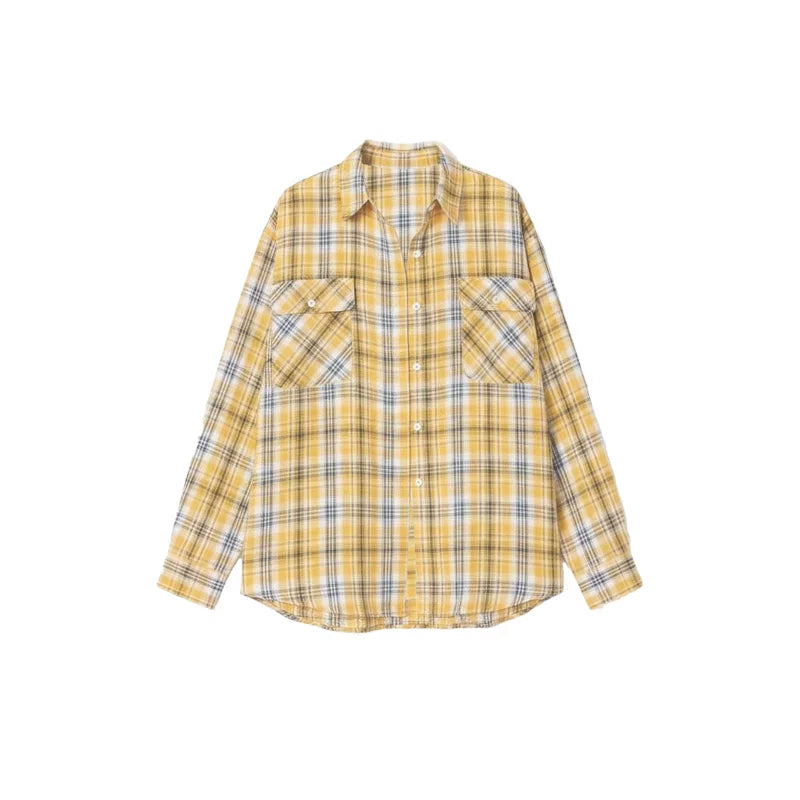 Morning Story Yellow Plaid Shirt Jacket