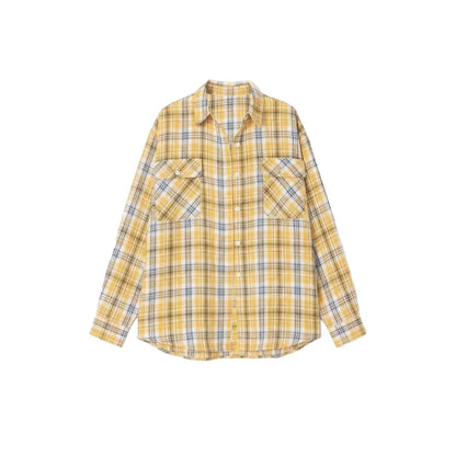 Morning Story Yellow Plaid Shirt Jacket