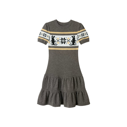 Fair Isle Rabbit A-Line Dress