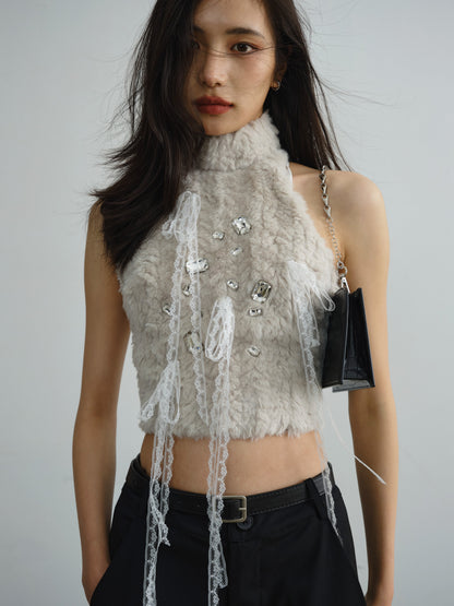 Fur Lace Tassel Bright Diamond Vest