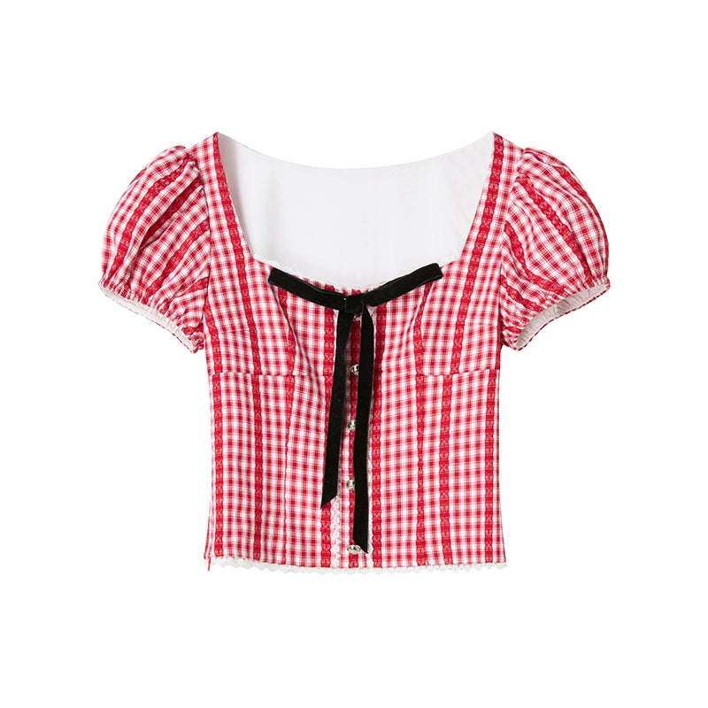 Pink Lace Bubble Sleeve Top