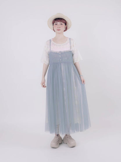 Vintage style suspender mesh skirt