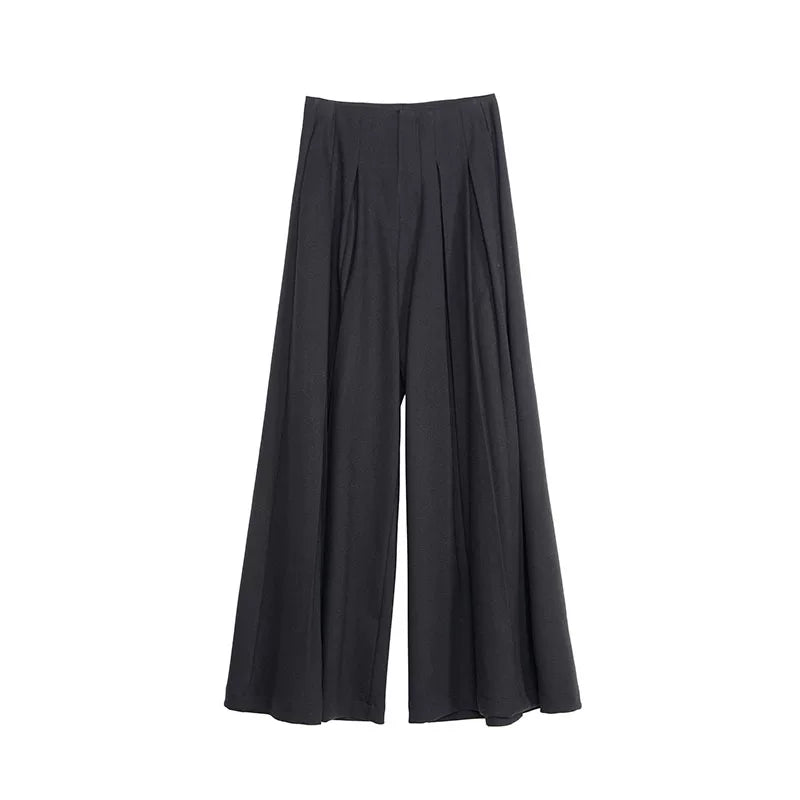 Autumn Black Wide-Leg Pants