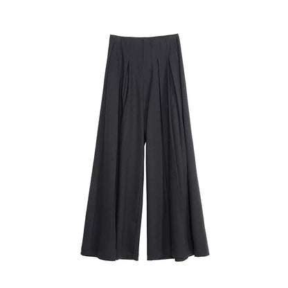 Autumn Black Wide-Leg Pants