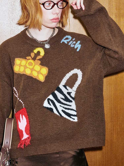 Embroidered knit sweater