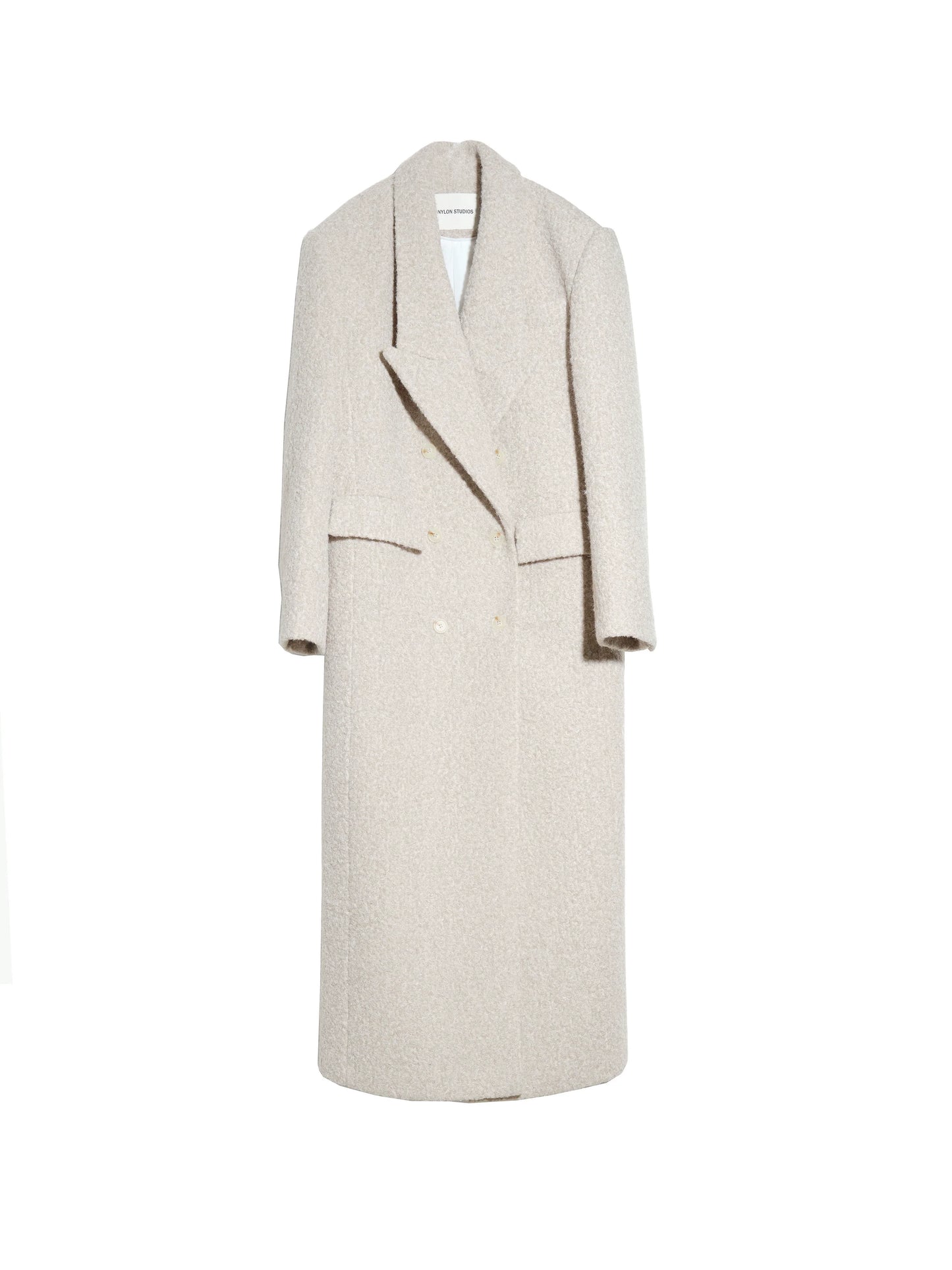 Grainy texture woolen long coat