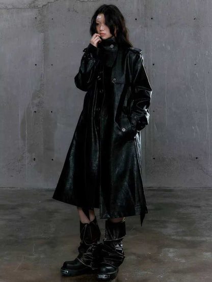 Loose black belted coat