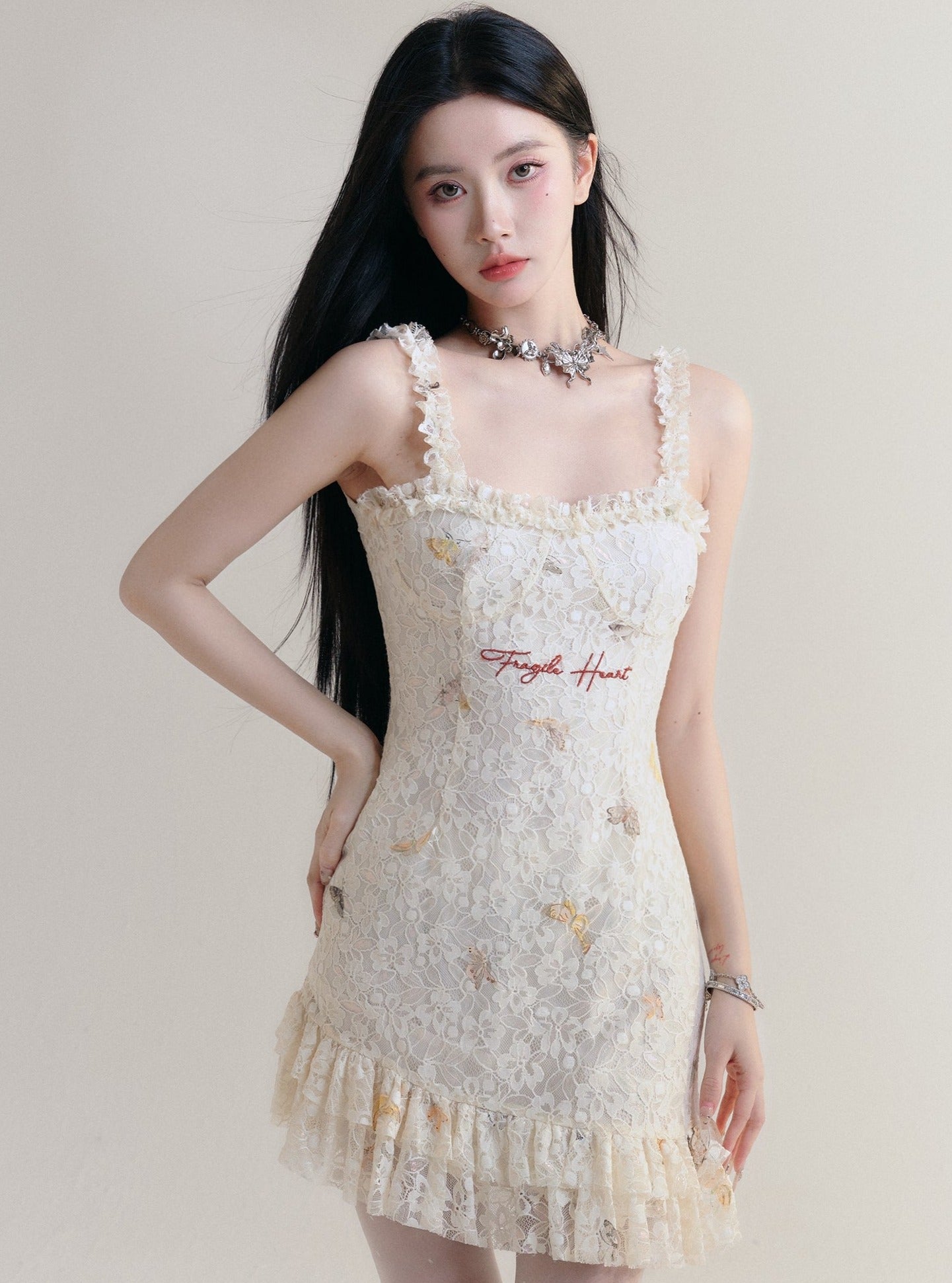 Nightmare Lace Embroidered Slip Dress