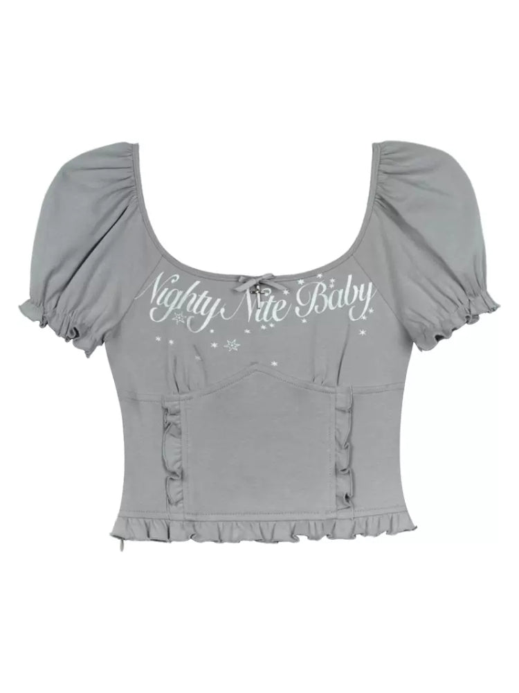 Cute gray short sleeve T-shirt