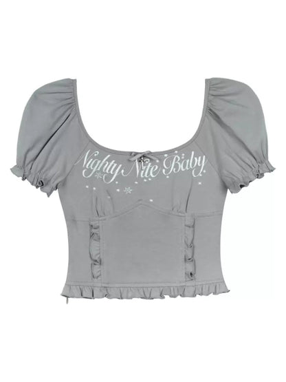 Cute gray short sleeve T-shirt