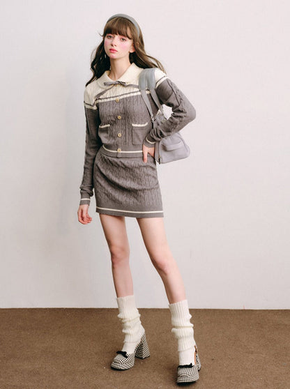 Knitwear Skirt And Jacket Set