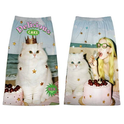 Reversible Print Stretch Casual Maxi Skirt