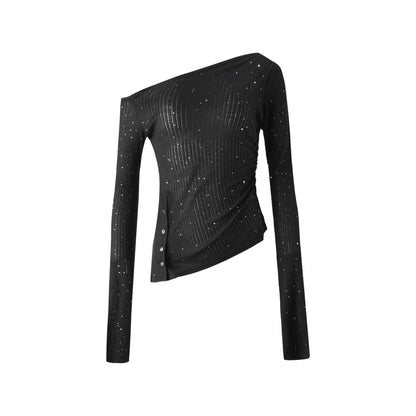 Pleated Rhinestone Tee