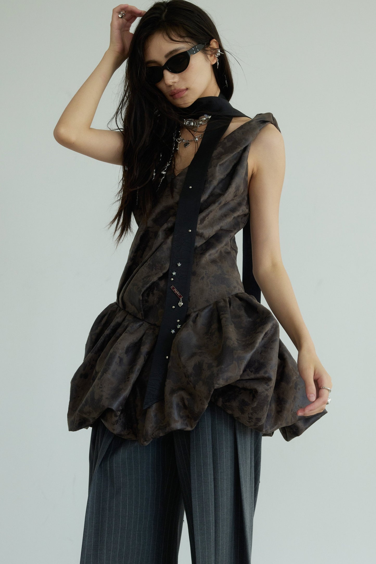 Dark Rock Vest Slip Dress