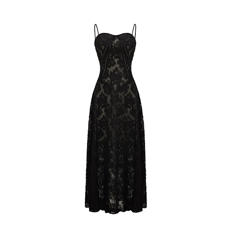 Black Cutout Lace Maxi Dress