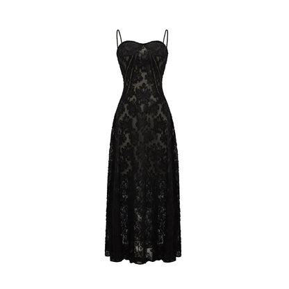 Black Cutout Lace Maxi Dress