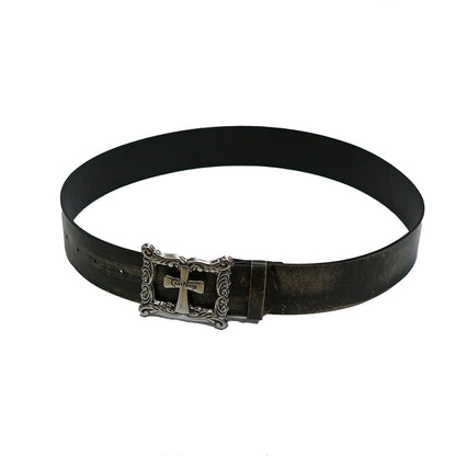 Carved Distressed Leather Belt